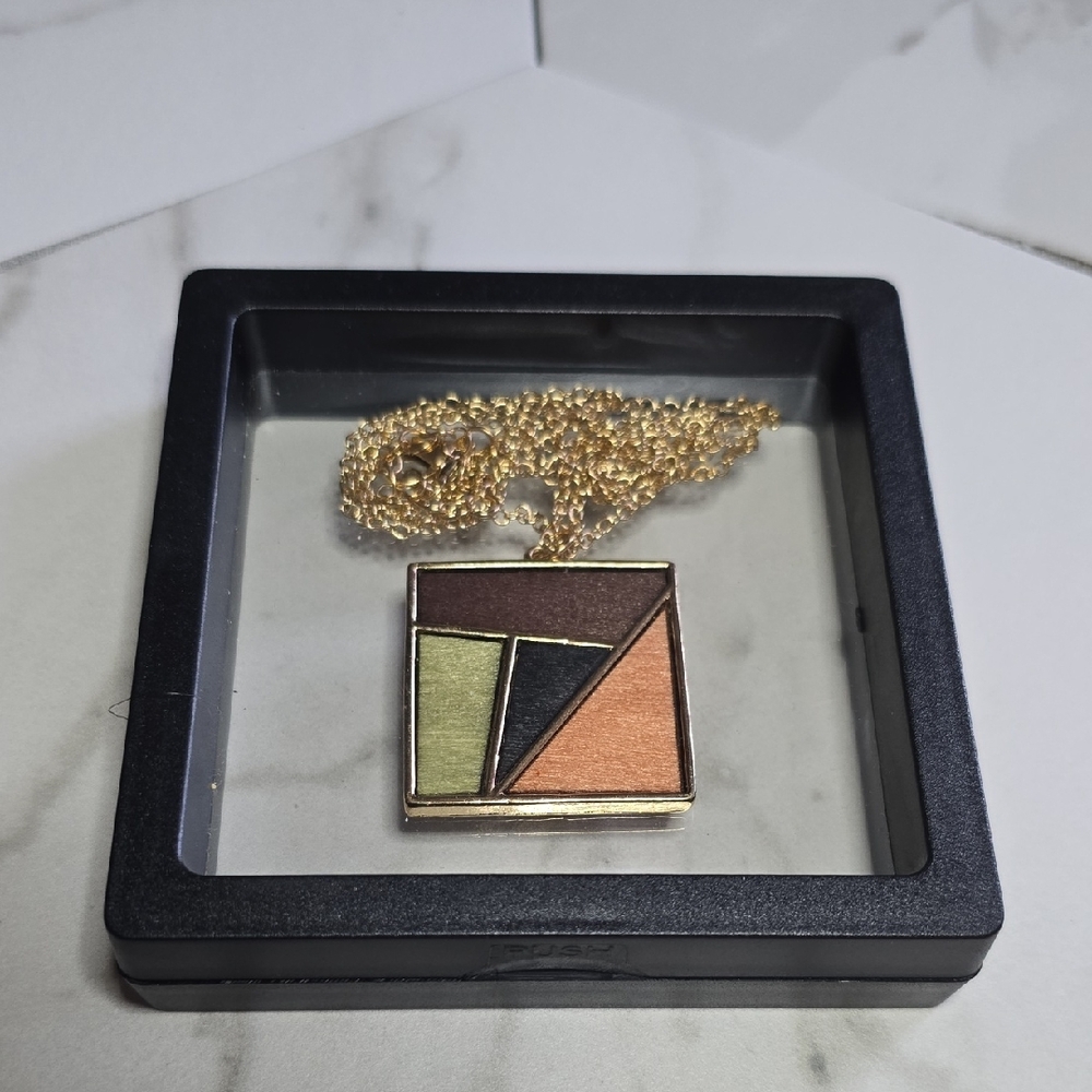 Geometric Pendant Necklace with Gold Chain